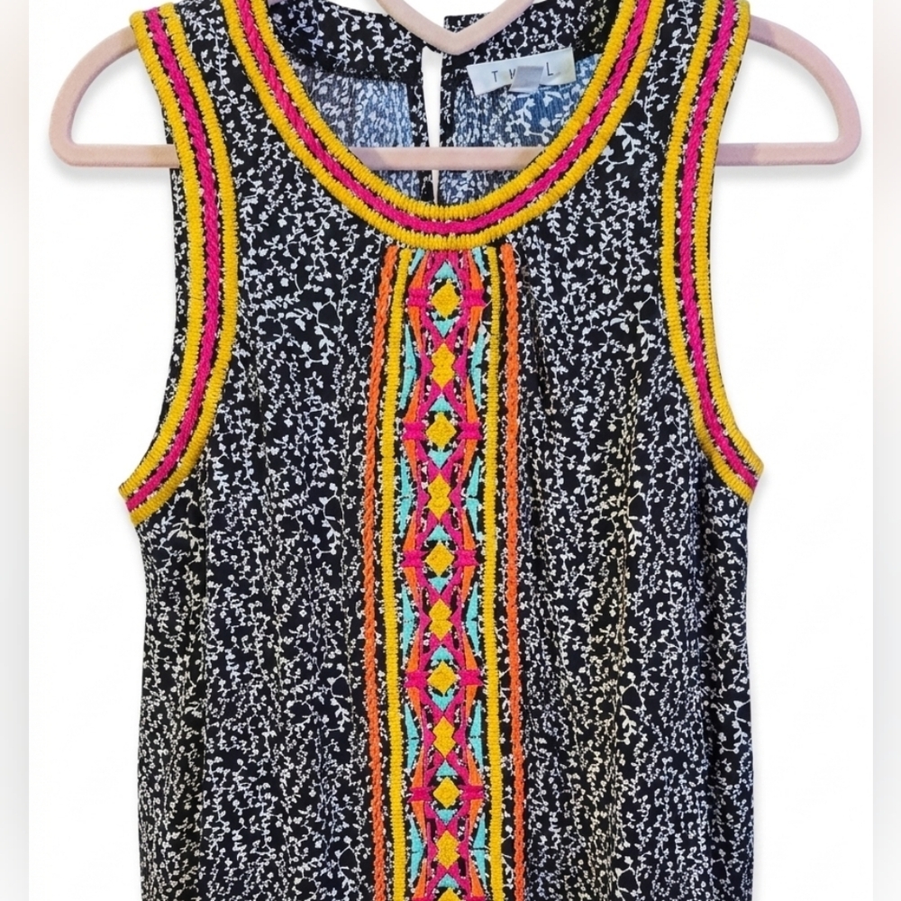 THML Anthropologie Boho Colorful Embroidery Top Tank Sz XS